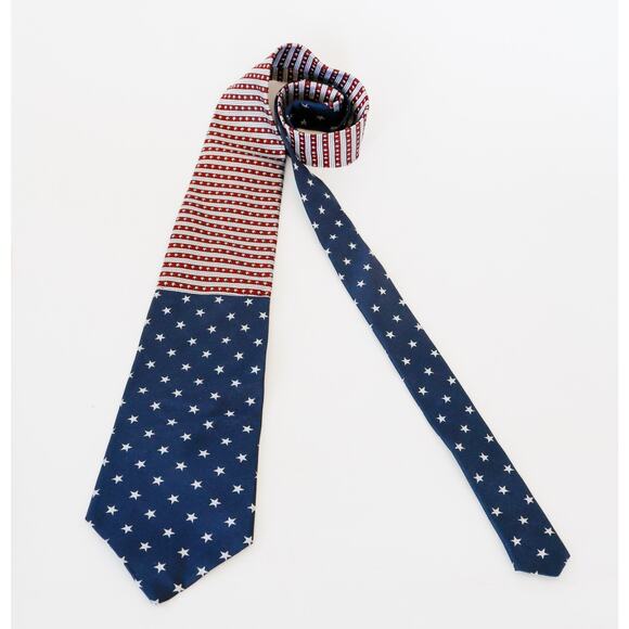 VTG 90s Tommy Hilfiger Stars Stripes Silk Tie Preppy Business Americana Grandpa - Picture 4 of 15
